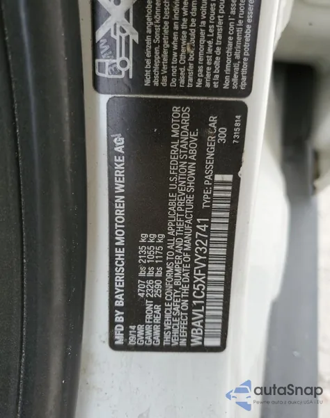 2015 BMW X1 xDrive28I z USA, uszkodzony, nr VIN WBAVL1C5XFVY32741